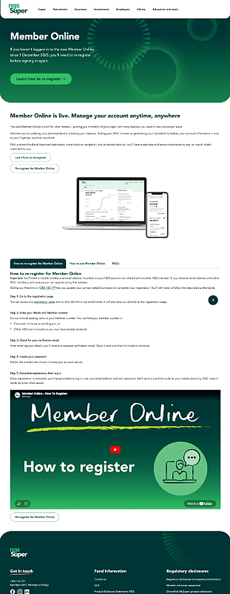 The transformation hub page, showing the re-registration guidance, step by step instructions and a how to video